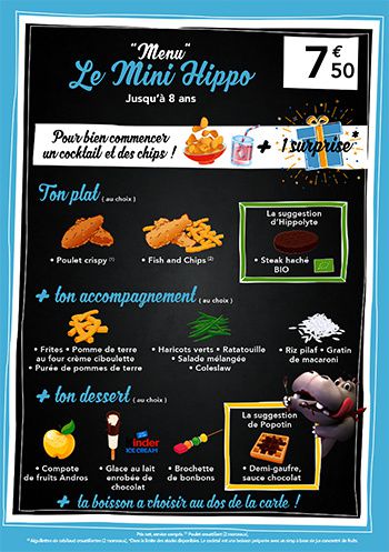 menu mini hippo hippotamus