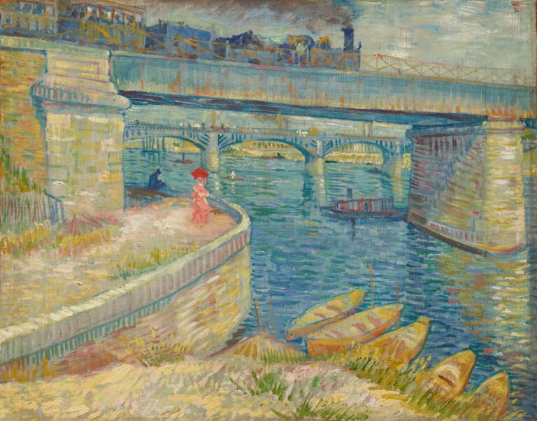 Vincent van Gogh, Les Ponts d’Asnières, 1887, huile sur toile, 53,5 × 67 cm, Sammlung Emil Bührle, prêt à long terme au Kunsthaus de Zurich Van Gogh au fil de la Seine _ Vincent van Gogh, Bridges Across the Seine at Asnières