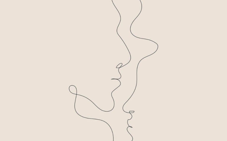 dessin du visage de deux couples en une seule ligne