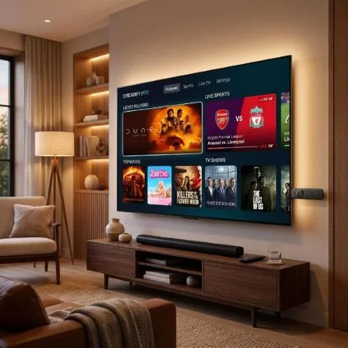 salon moderne chaleureux télévision iptv Abonnement IPTV France : 7 critères pour bien choisir