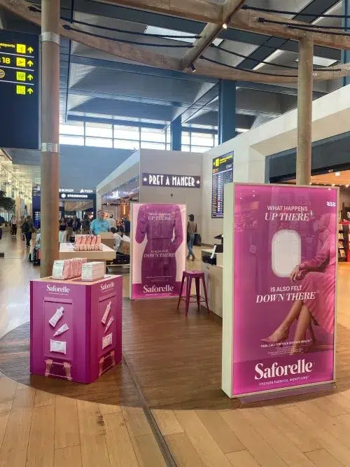 pop up stand saforelle biocodex aéroport marseille lfml Saforelle à l'aéroport Marseille Provence : le soin intime