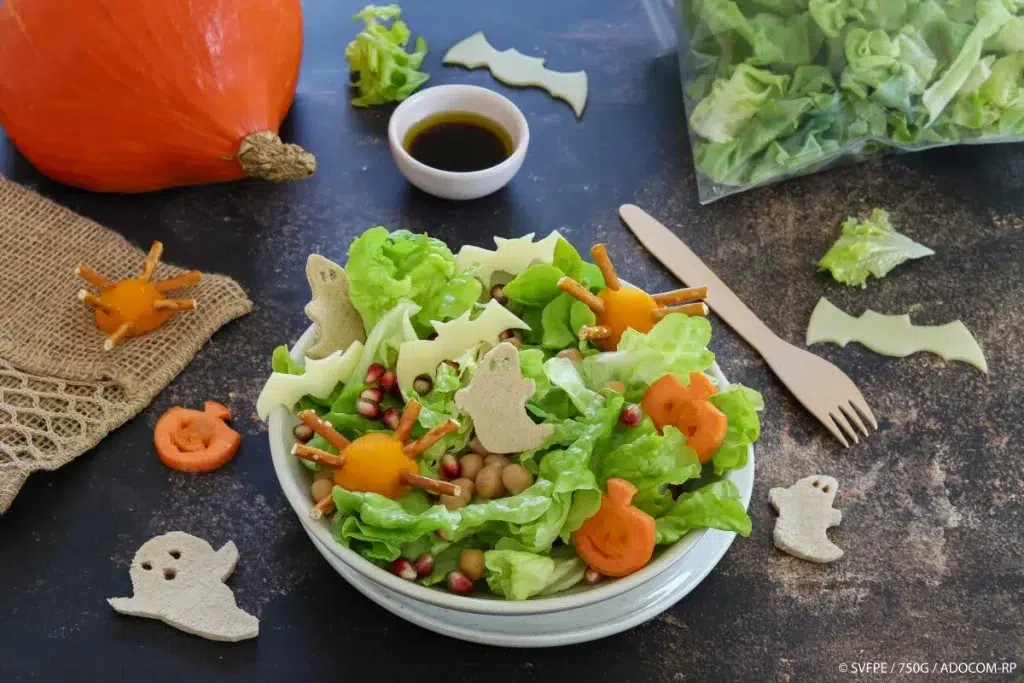 salade halloween feuilles chênes potimarron grenade Salade d'Halloween : recette aux légumes prêts à l'emploi